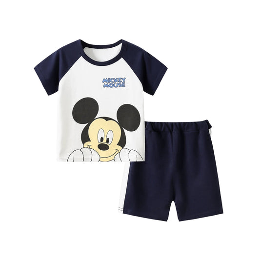 2 Pcs Cotton Set - Micky Mouse Summer Tee & Shorts